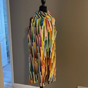 Multicolored High/ Mock Neck Shift Dress
